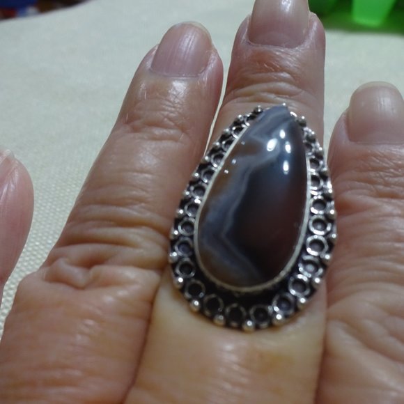 Natural "CARAMEL BOTSWANA AGATE" Handmade Sterling Ring Size 10 #340B - Picture 3 of 3